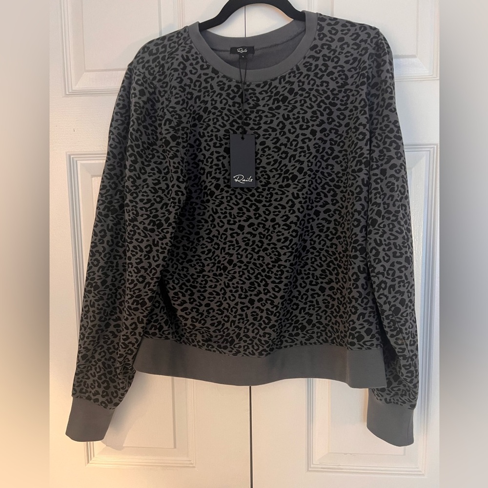 Rails Grey Cheetah Sweatshirt Sz Large